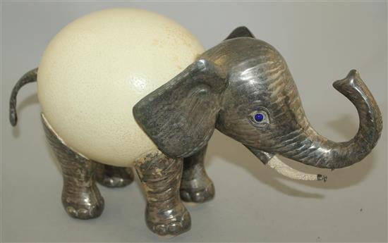 Gabriella Binazzi, Italian. An ostrich egg model elephant, 13in.